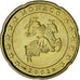 Mónaco, Rainier III, 20 Euro Cent, 2002, Paris, EBC, Latón, Gadoury:MC176