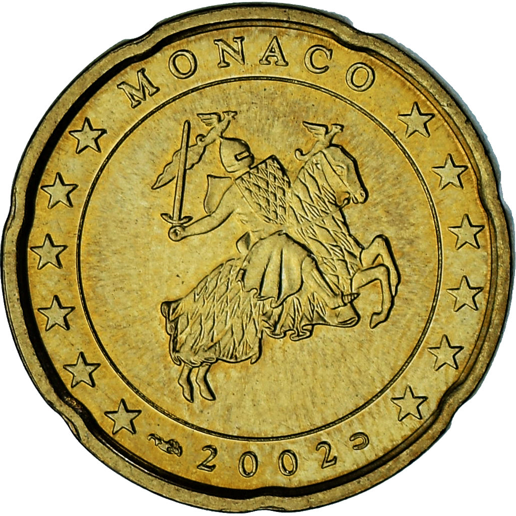 Monaco, Rainier III, 20 Euro Cent, 2002, Paris, VZ, Messing, Gadoury:MC176