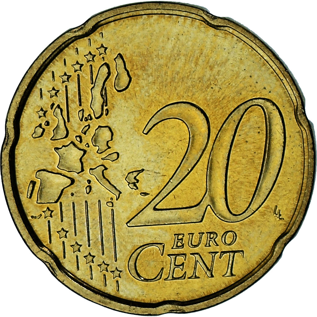 Monaco, Rainier III, 20 Euro Cent, 2002, Paris, VZ, Messing, Gadoury:MC176