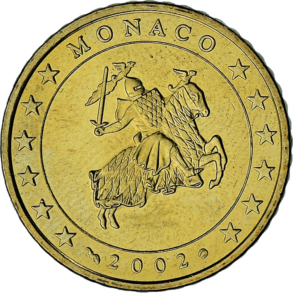 Mónaco, Rainier III, 50 Euro Cent, 2002, Paris, AU(55-58), Latão