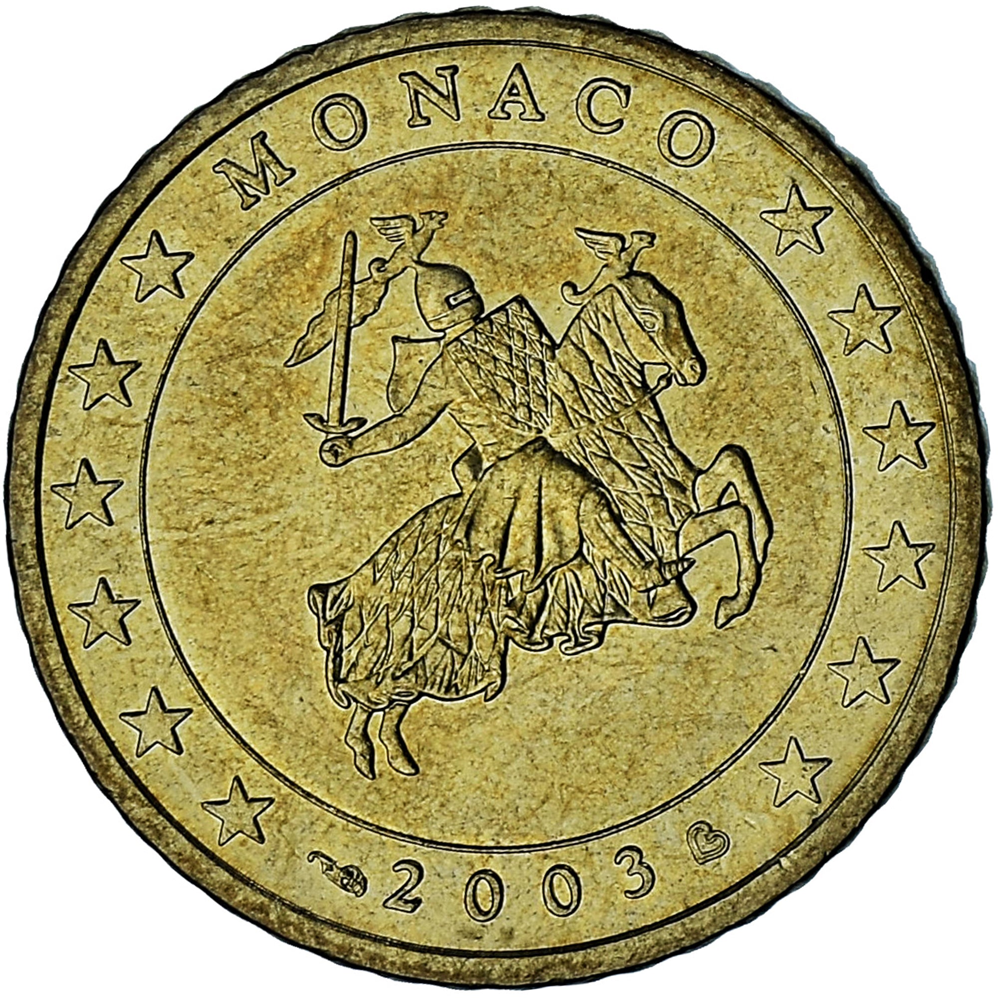 Monaco, Rainier III, 50 Euro Cent, 2003, Paris, AU(55-58), Mosiądz