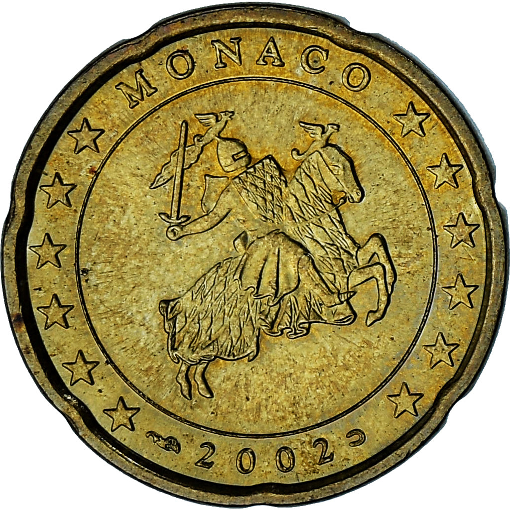 Monaco, Rainier III, 20 Euro Cent, 2002, Paris, AU(55-58), Brass, Gadoury:MC176