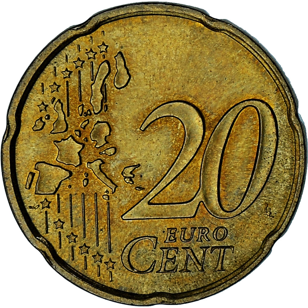 Monaco, Rainier III, 20 Euro Cent, 2002, Paris, AU(55-58), Brass, Gadoury:MC176