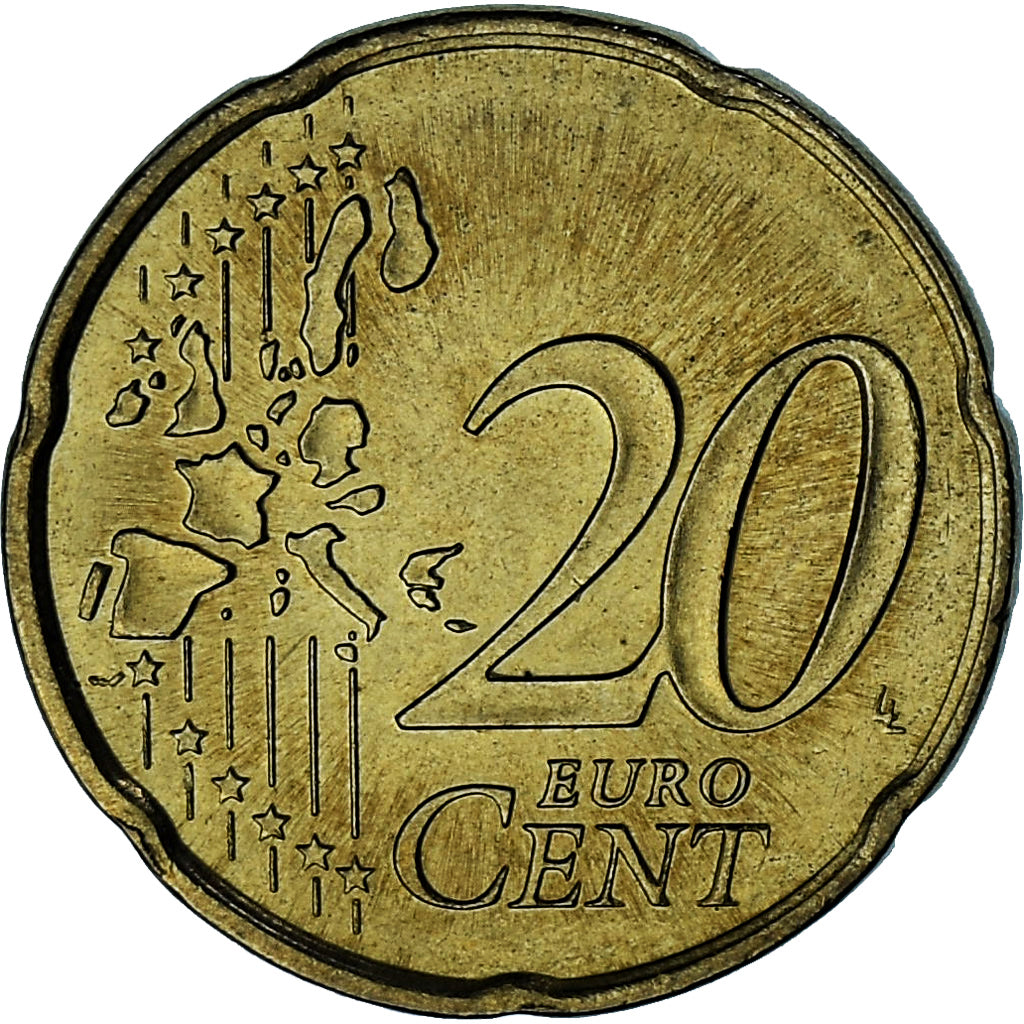 Monaco, Rainier III, 20 Euro Cent, 2002, Paris, AU(55-58), Brass, Gadoury:MC176