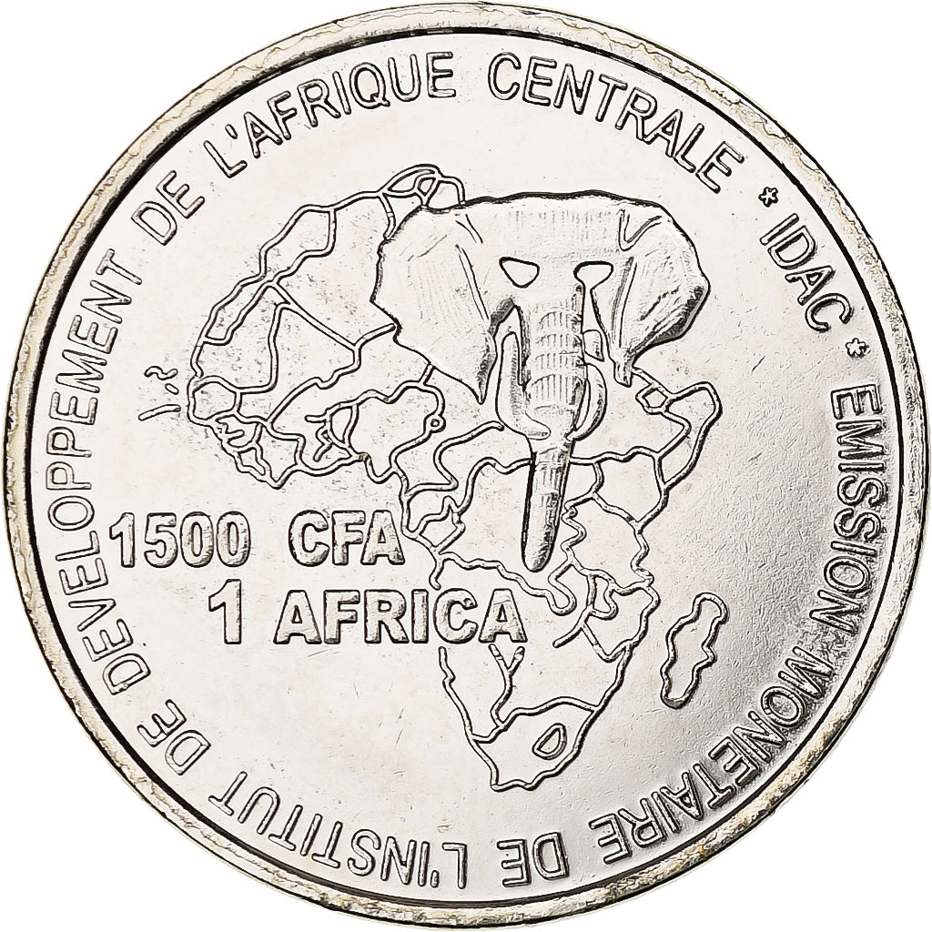Ciad, 1500 CFA Francs-1 Africa, 2005, Ferro placcato nichel, SPL, KM:19