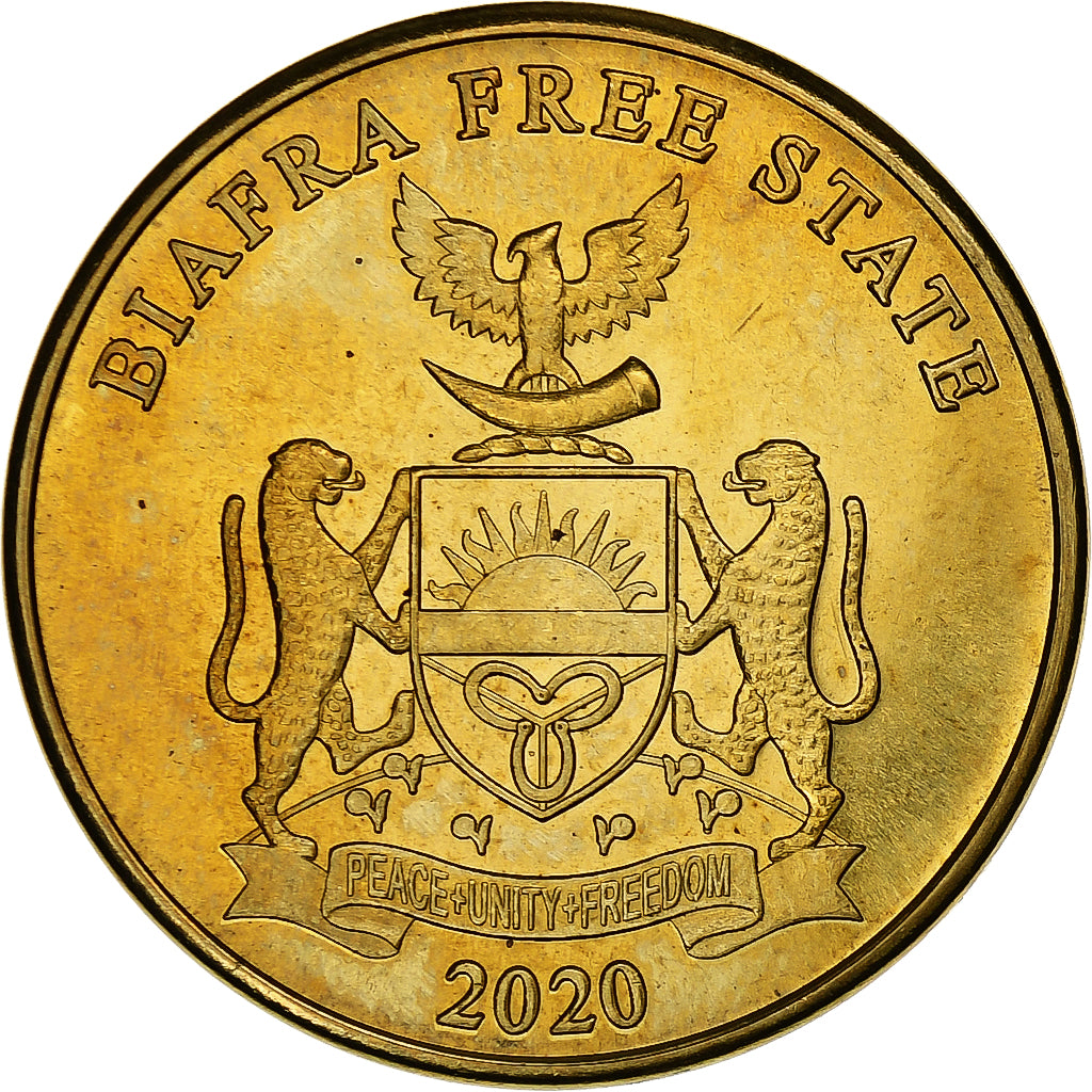 Biafra, 10 Shillings, Rhinocéros, 2020, Brass, MS(63)