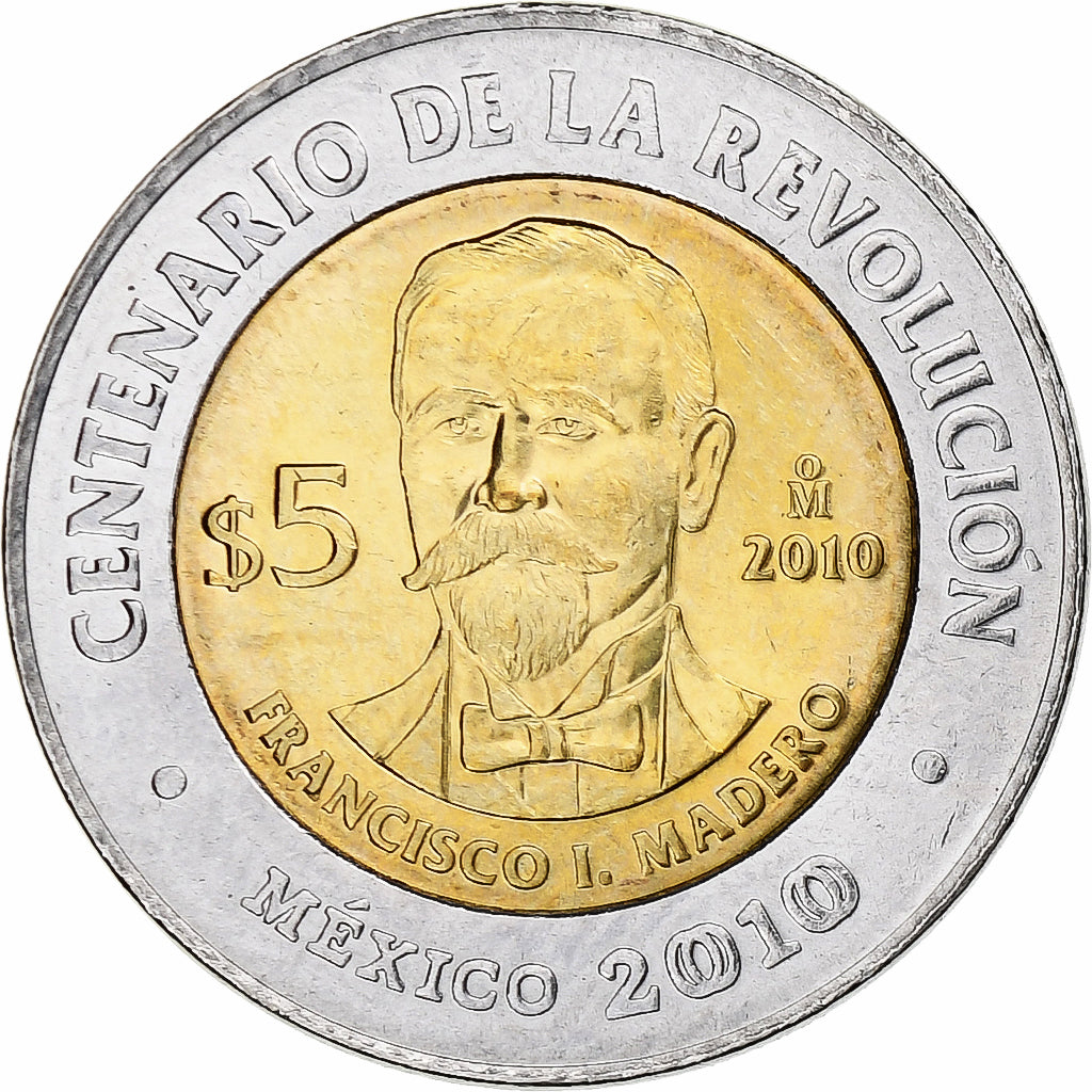Messico, 5 Pesos, Centenaire de la Révolution, 2010, Mexico City, Bi-metallico