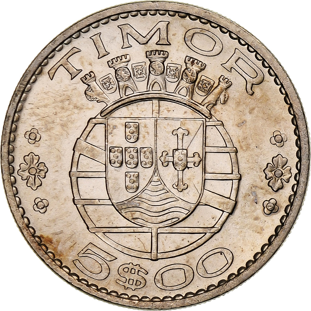 Timor, 5 Escudos, 1970, Lisbon, Miedź-Nikiel, MS(63), KM:21