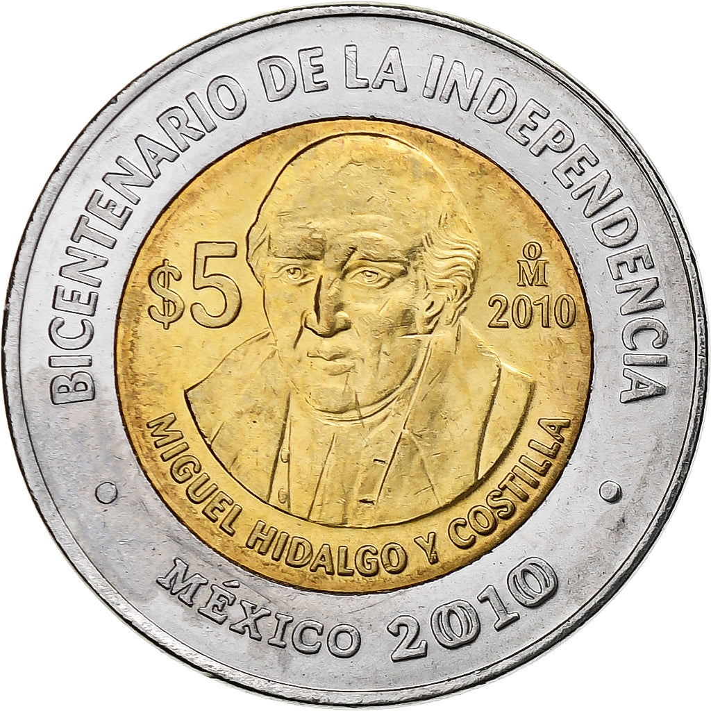 Mexique, 5 Pesos, Miguel Hidalgo y Costilla, 2010, Mexico City, Bimétallique