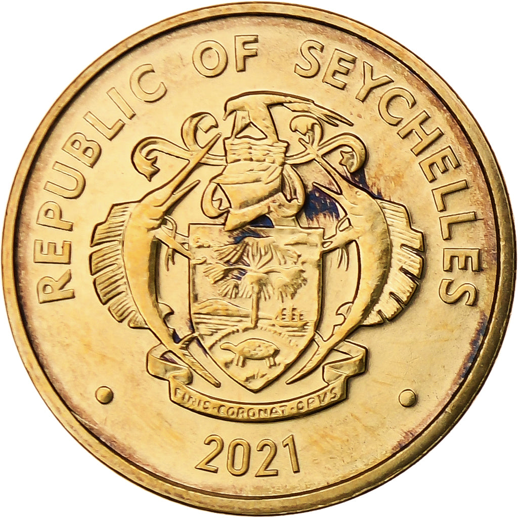 Seicheles, 5 Cents, 2021, Aço Cromado a Bronze, MS(63)