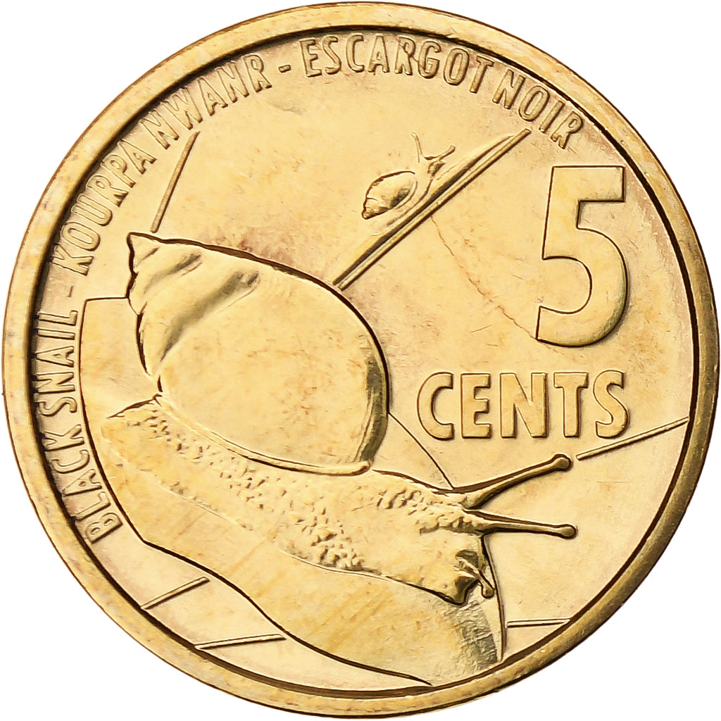 Seicheles, 5 Cents, 2021, Aço Cromado a Bronze, MS(63)