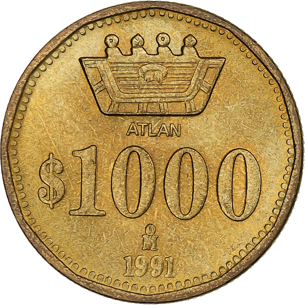 Mexiko, 1000 Pesos, 1991, Mexico City, Pattern, Bronze, UNZ, KM:Pn249