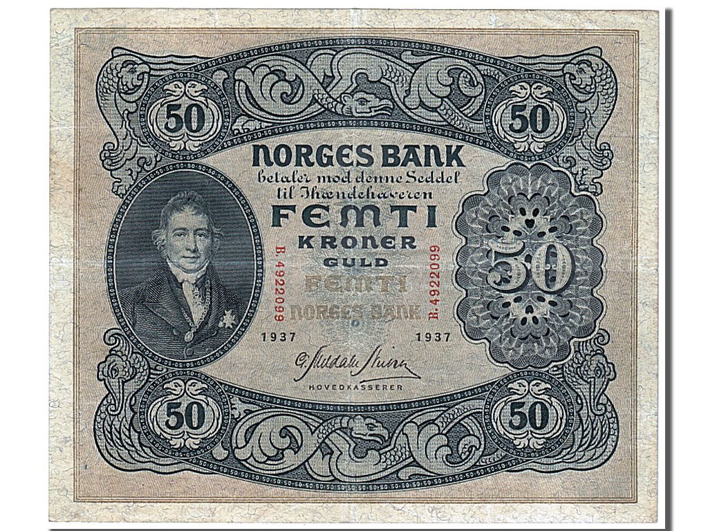 Norwegia, 50 Kroner, AU(50-53)