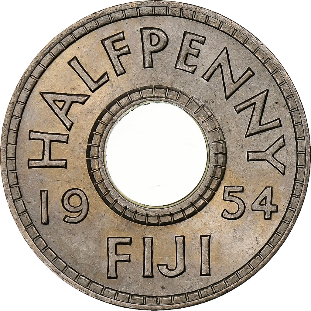 Fiji, Elizabeth II, 1/2 Penny, 1954, Cobre - níquel, SC, KM:20