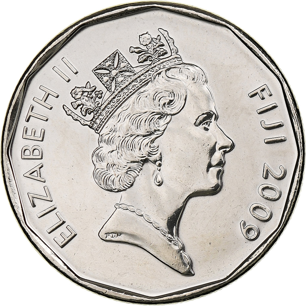 Fiji, Elizabeth II, 50 Cents, 2009, Níquel chapado en acero, SC, KM:122