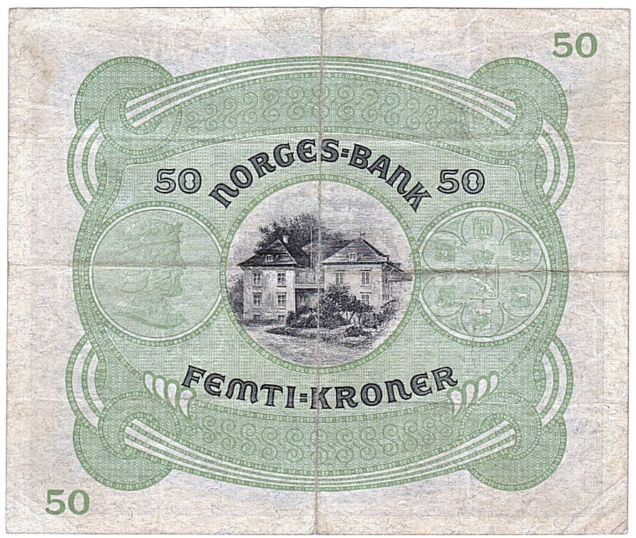 Banknot, Norwegia, 50 Kroner, 1937, AU(50-53)