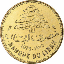 Líbano, 5 Piastres, 1975, Níquel - latón, SC, KM:25.2