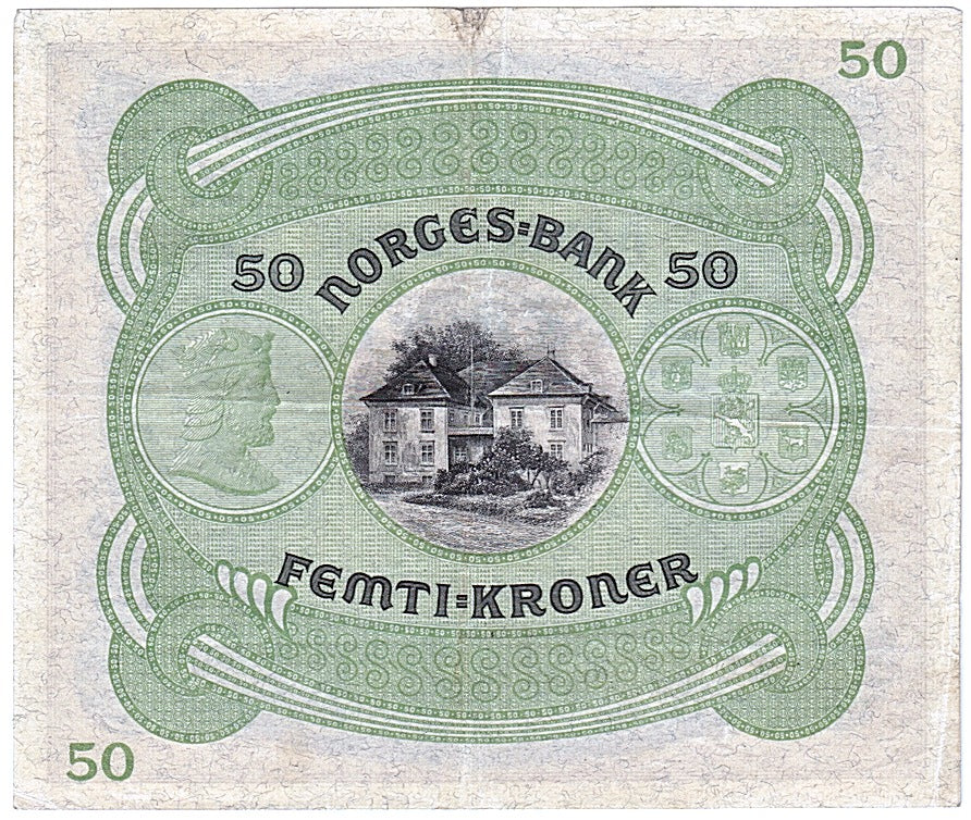 Banknot, Norwegia, 50 Kroner, 1937, EF(40-45)