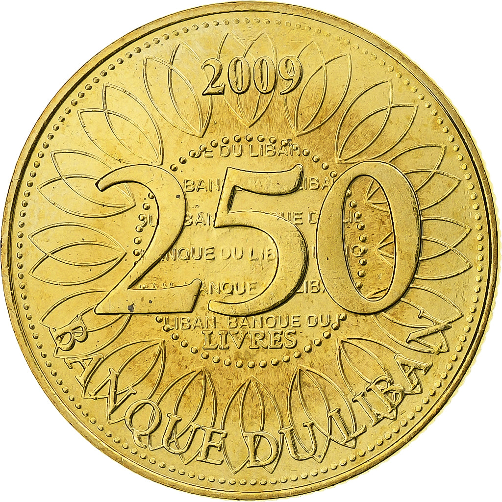 Lebanon, 250 Livres, 2009, Aluminum-Bronze, MS(63), KM:36