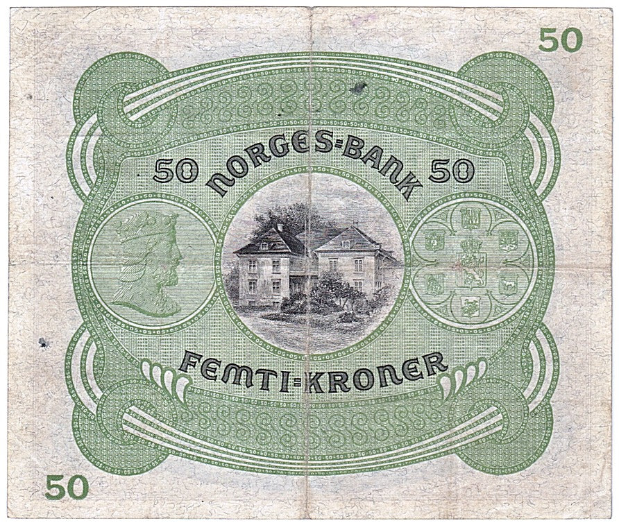 Biljet, Noorwegen, 50 Kroner, 1937, TTB