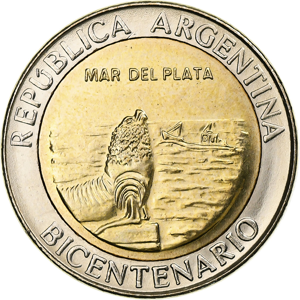 Argentina, Peso, Mar del Plata, 2010, Bi-metallico, SPL, KM:160