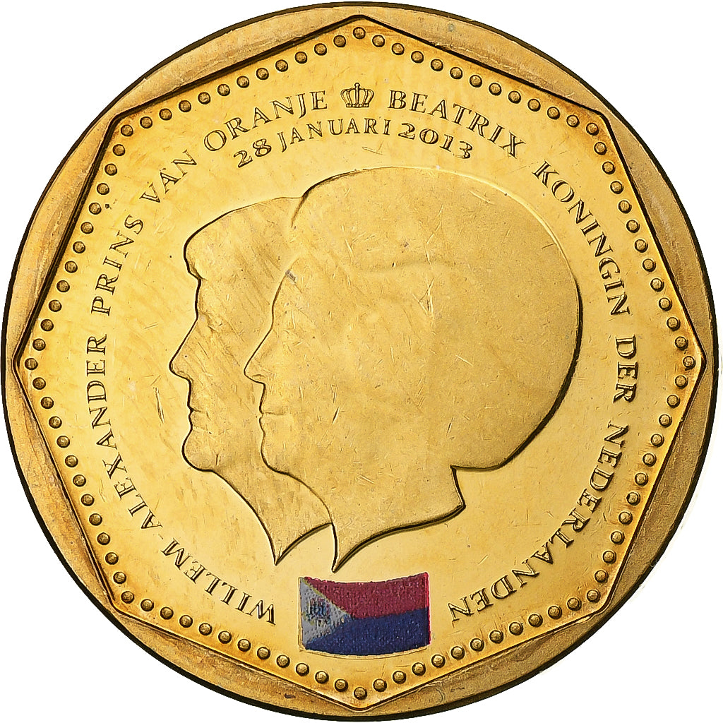 Netherlands Antilles, 5 Gulden, 2013, Utrecht, Bronze Plated Steel, MS(63)