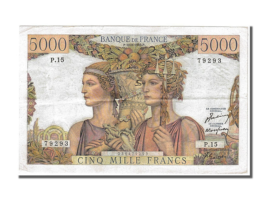 Banconote, Francia, 5000 Francs, 5 000 F 1949-1957 ''Terre et Mer'', 1949