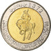 Libia, 1/2 Dinar, 2004, Bimetaliczny, MS(63), KM:27