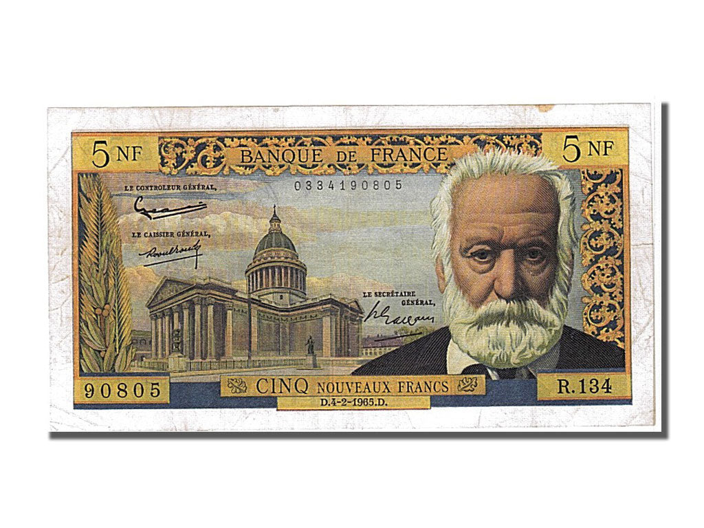 Billete, Francia, 5 Nouveaux Francs, 5 NF 1959-1965 ''Victor Hugo'', 1965