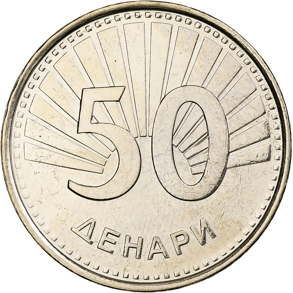 Macedonië, 50 Denari, 2008, Tin, UNC-, KM:32
