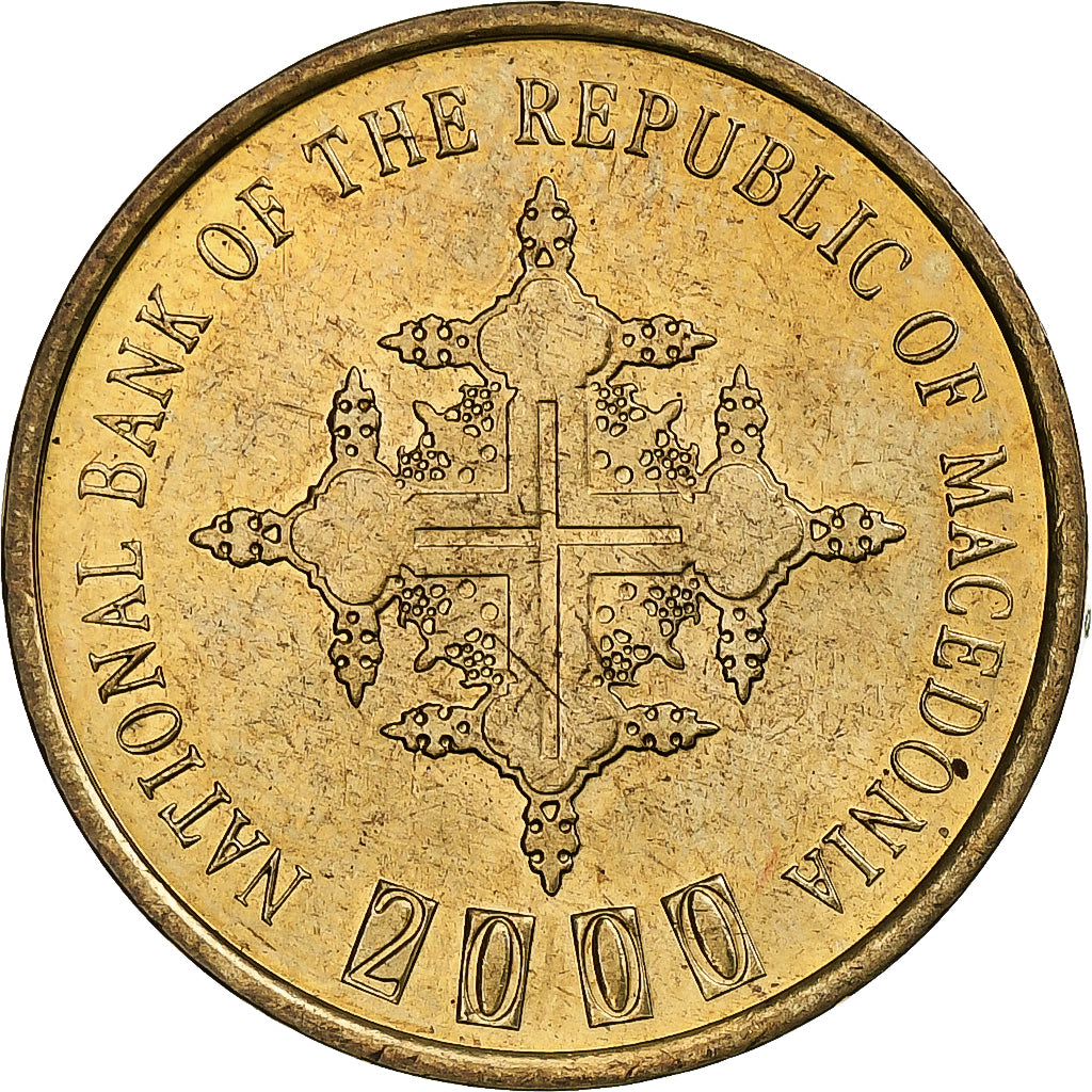 Macedonië, Denar, 2000, Bronzen, UNC-, KM:27