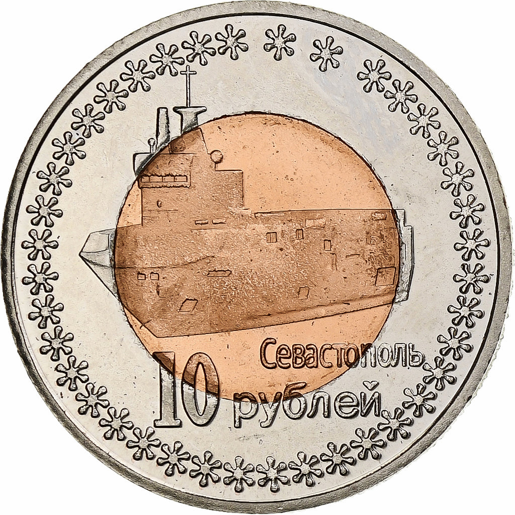 Ukraine, 10 Roubles, 2014, Russian Crimea, Bi-Metallic, MS(63)