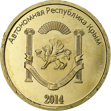 Ukraine, 50 Kopeks, 2014, Russian Crimea, Brass Clad Steel, MS(63)