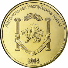 Ukraine, 50 Kopeks, 2014, Russian Crimea, Brass Clad Steel, MS(63)