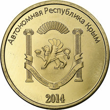 Ucraina, 50 Kopeks, 2014, Russian Crimea, Acciaio ricoperto in ottone, SPL