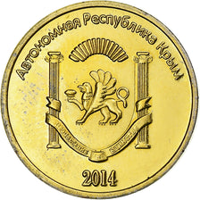 Ukraine, 10 Kopeks, 2014, Russian Crimea, Brass Clad Steel, MS(63)