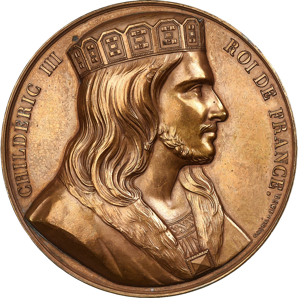 France, Médaille, Les rois de France, Childeric III, 1839, Bronze, Caqué, SUP