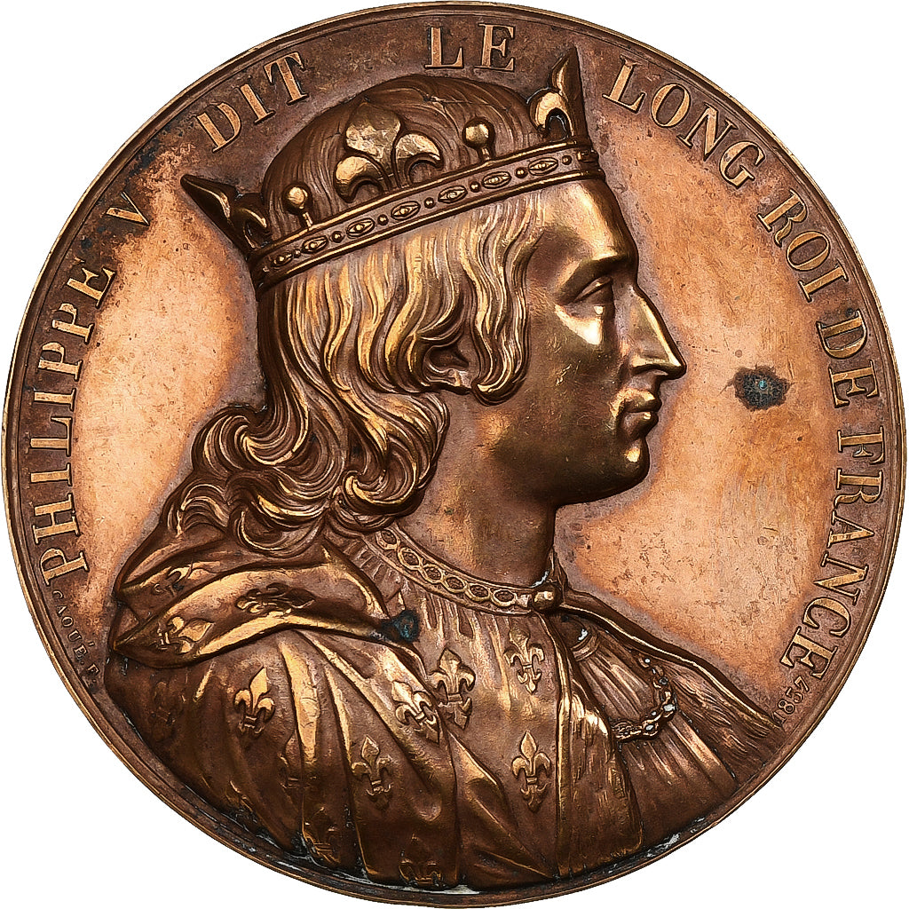 Frankreich, Medaille, Les Rois de France, Philippe V, 1837, Bronze, Caqué, SS+