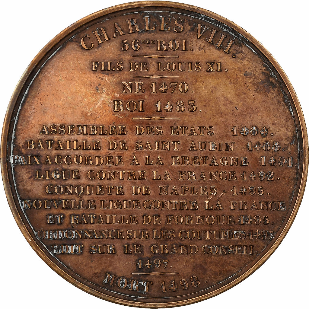 Francia, medaglia, Les Rois de France, Charles VIII, 1836, Bronzo, Caqué, BB+