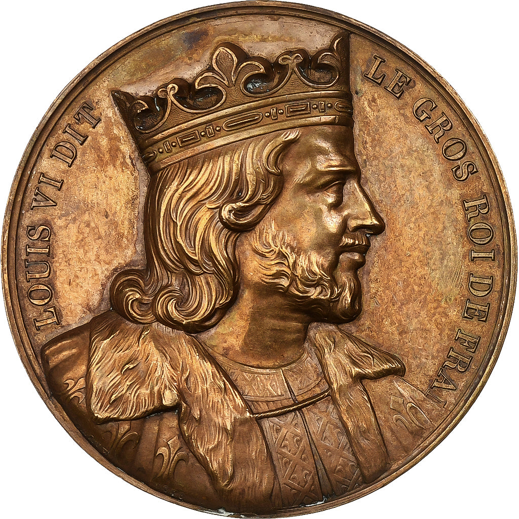 França, medalha, Les Rois de France, Louis VI, 1838, Bronze, Caqué, AU(55-58)