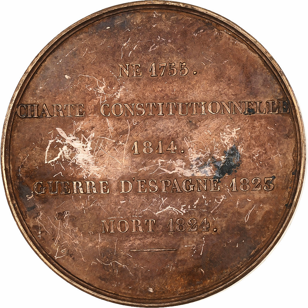 France, Médaille, Les rois de France, Louis XVIII, Bronze, Caqué, TTB+