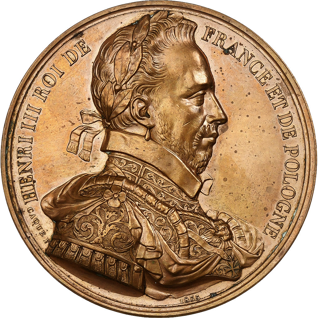France, Medal, Les Rois de France, Henri III, 1835, Bronze, Caqué, AU(55-58)