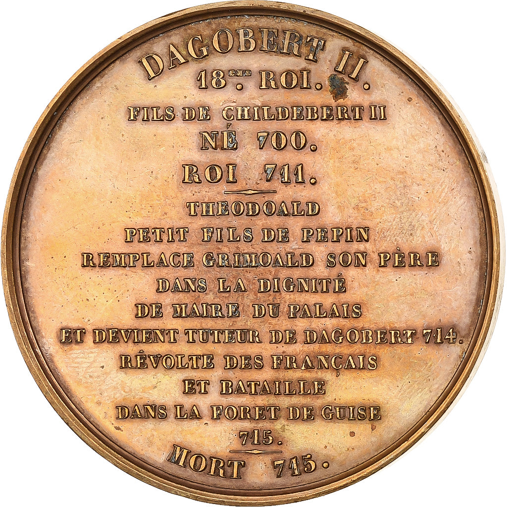 Francja, medal, Les Rois de France, Dagobert II (sic) III, 1840, Brązowy