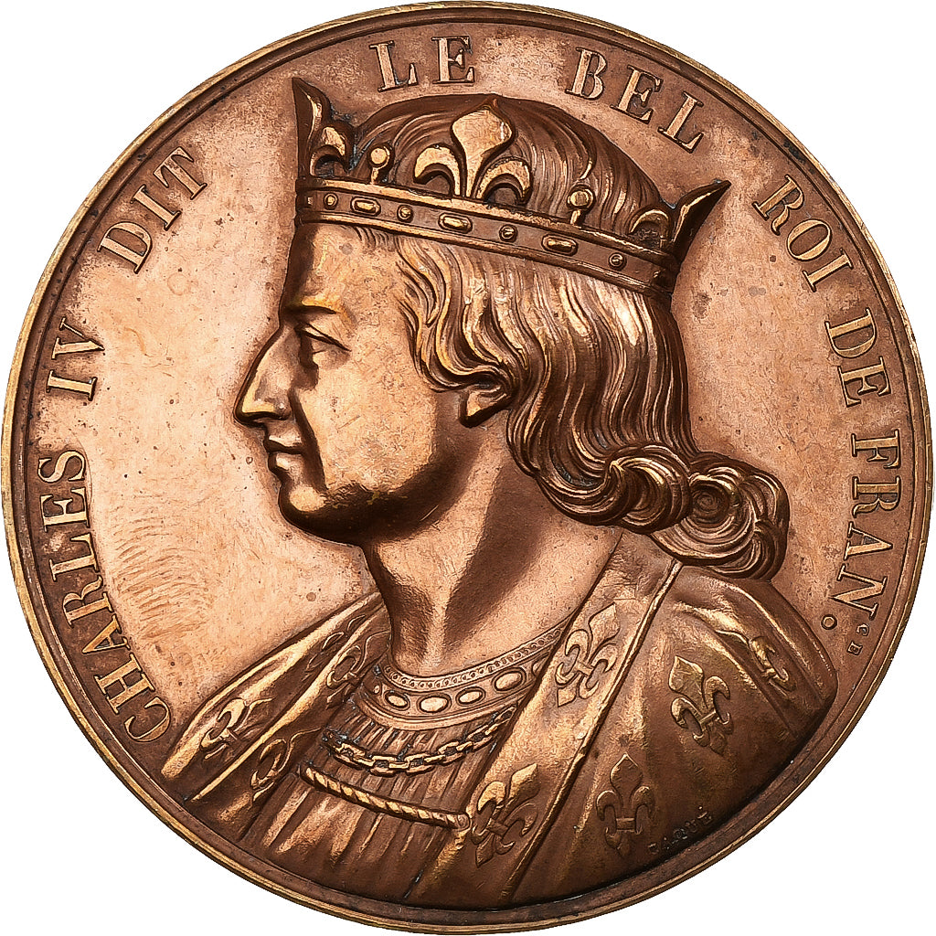 Frankreich, Medaille, Les Rois de France, Charles IV, Bronze, Caqué, VZ
