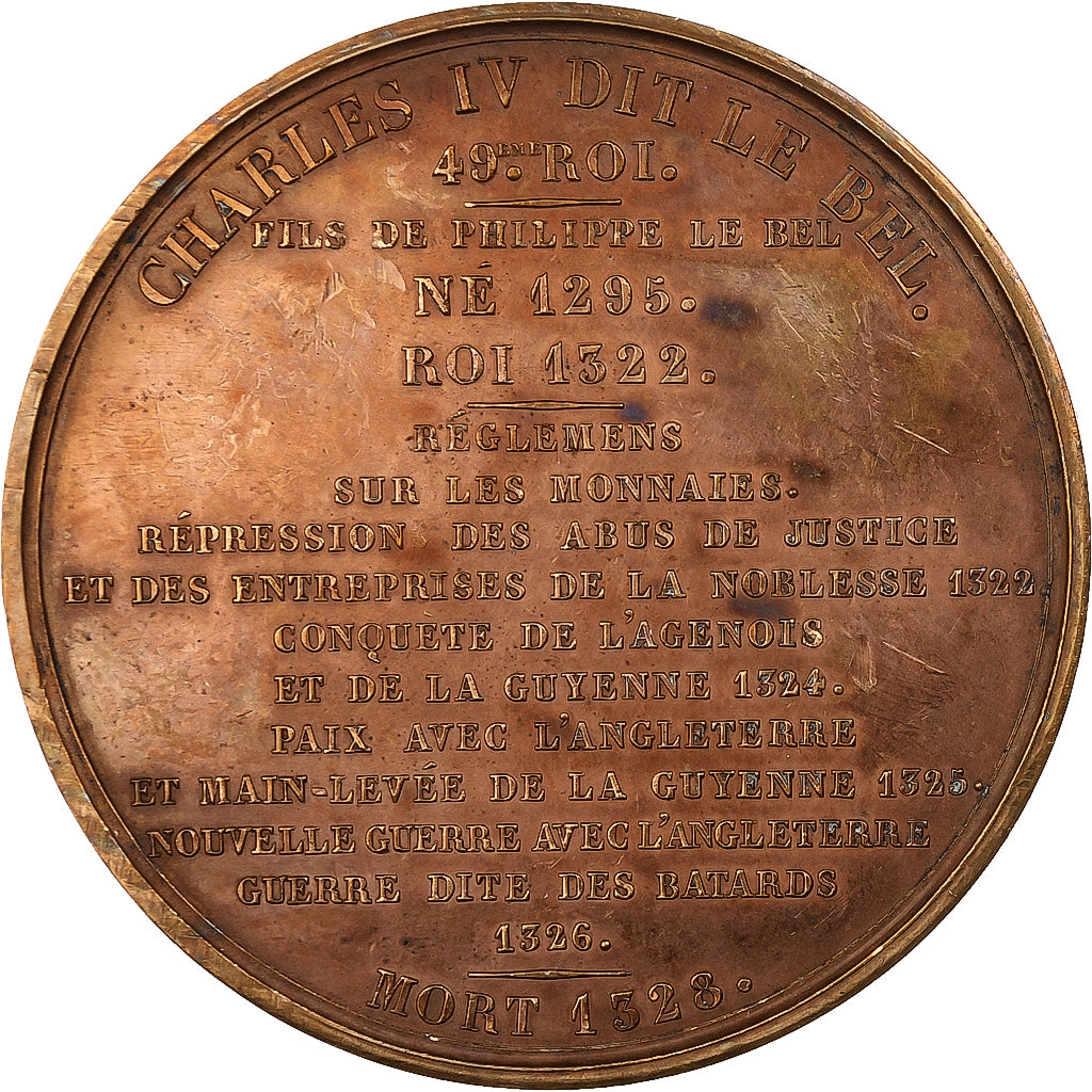 Frankreich, Medaille, Les Rois de France, Charles IV, Bronze, Caqué, VZ