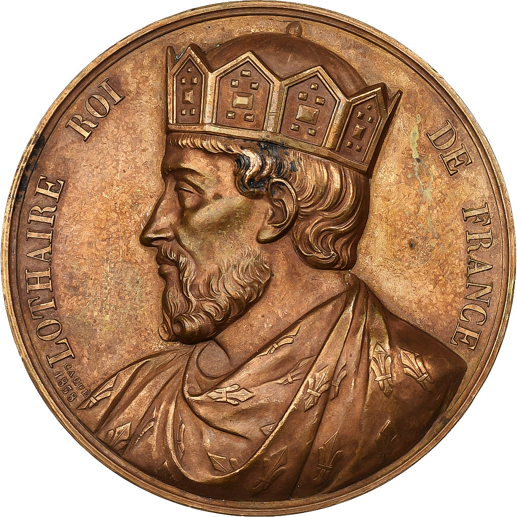 Frankreich, Medaille, Les Rois de France, Lothaire, 1838, Bronze, Caqué, SS+