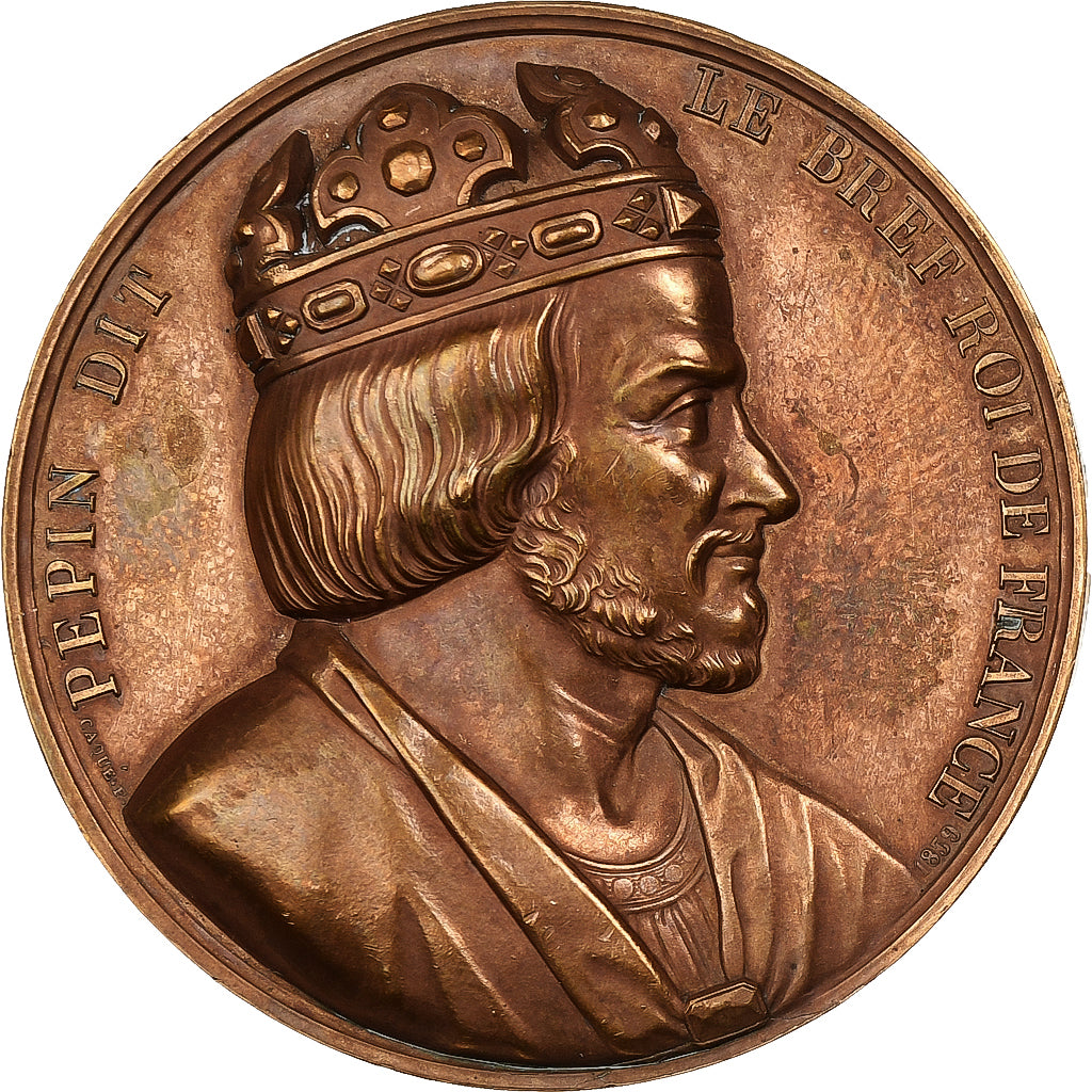 Frankrijk, Medaille, Les Rois de France, Pépin le Bref, 1839, Bronzen, Caqué