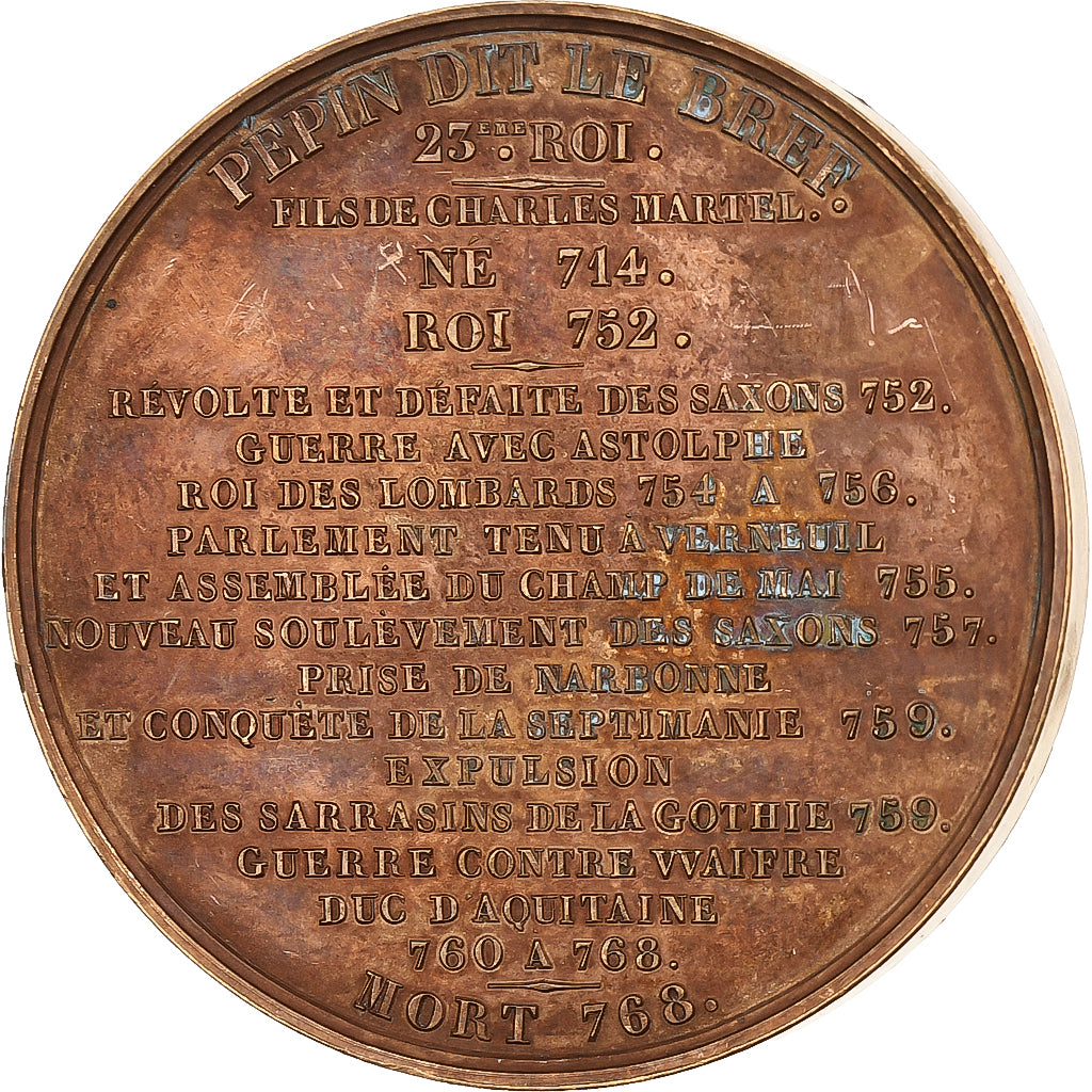Frankrijk, Medaille, Les Rois de France, Pépin le Bref, 1839, Bronzen, Caqué