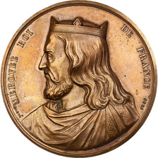 France, Médaille, Les Rois de France, Merovee, 1840, Bronze, Caqué, SUP