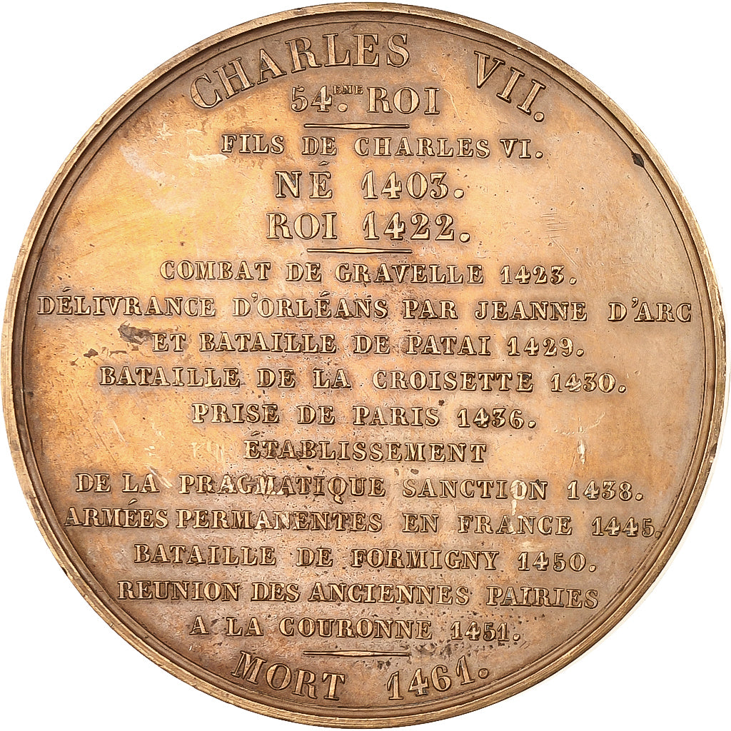 Frankreich, Medaille, Les Rois de France, Charles VII, 1836, Bronze, Caqué, VZ
